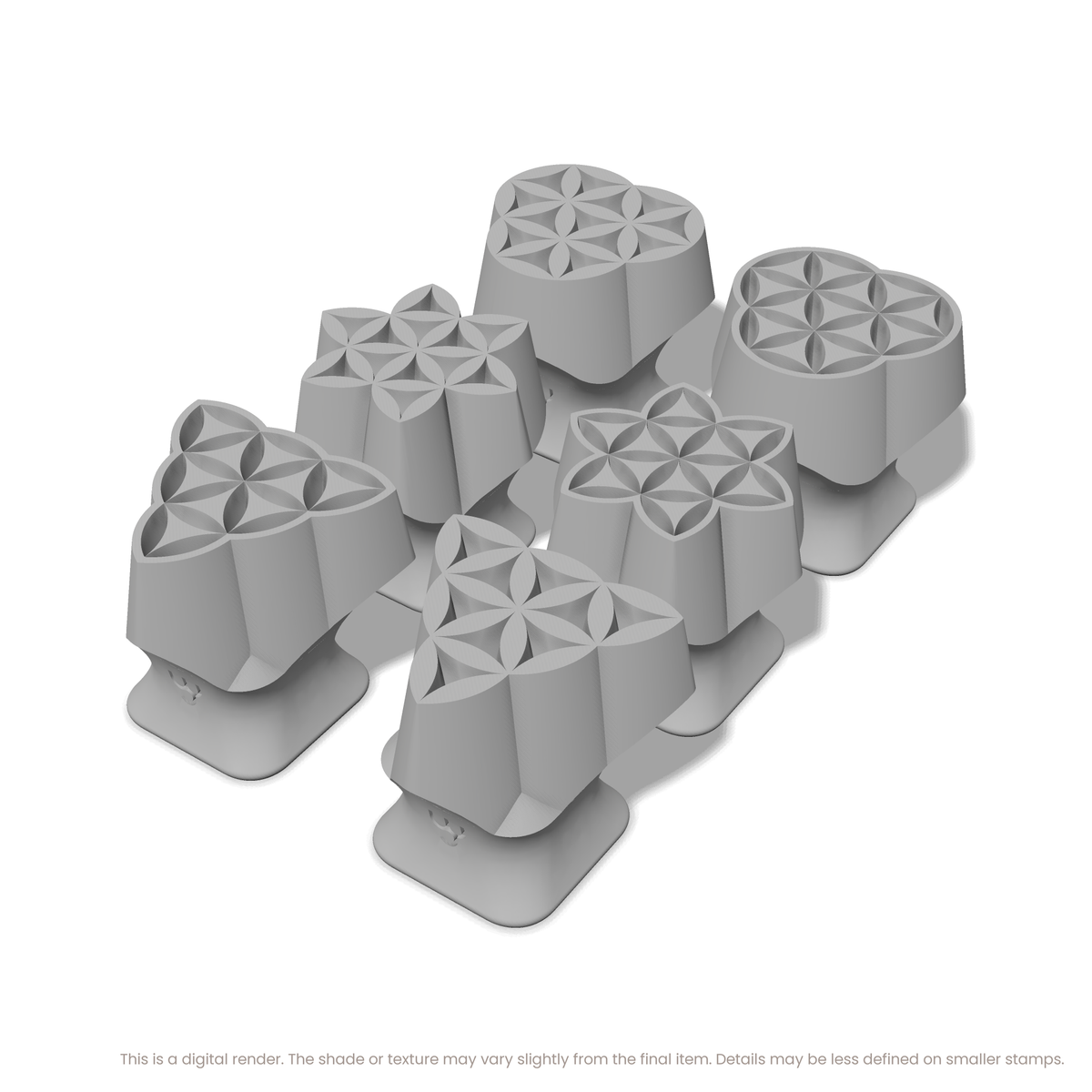 Flower of Life Stamp Set: Trefoil, Star & Triple Circle (3 Petals Wide) - Ceramind® Tools