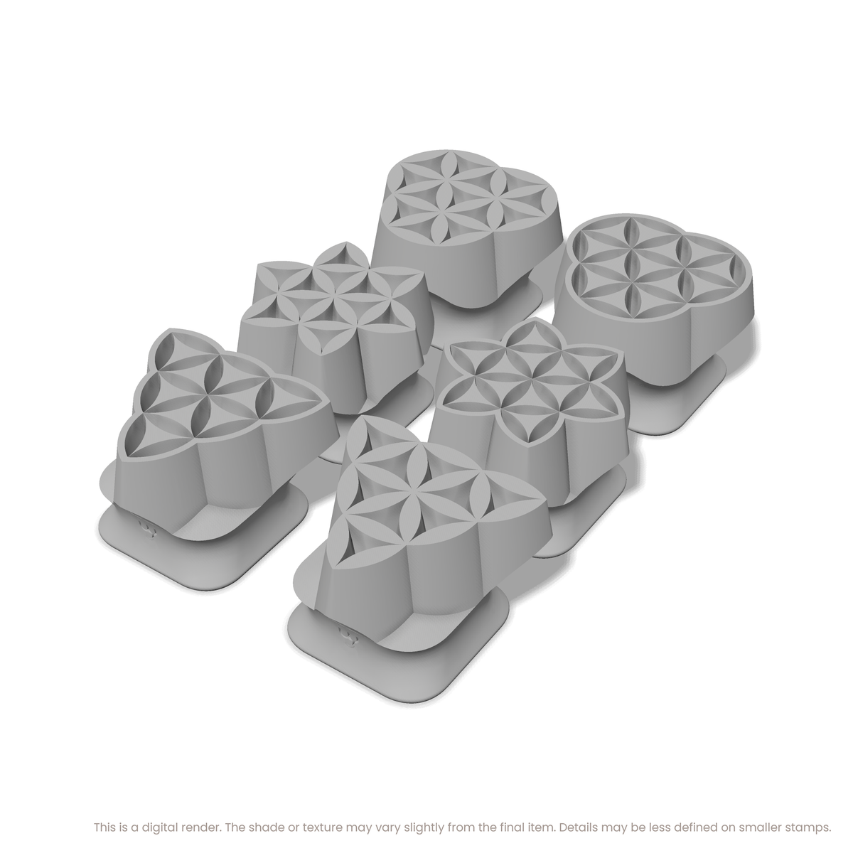 Flower of Life Stamp Set: Trefoil, Star & Triple Circle (3 Petals Wide) - Ceramind® Tools