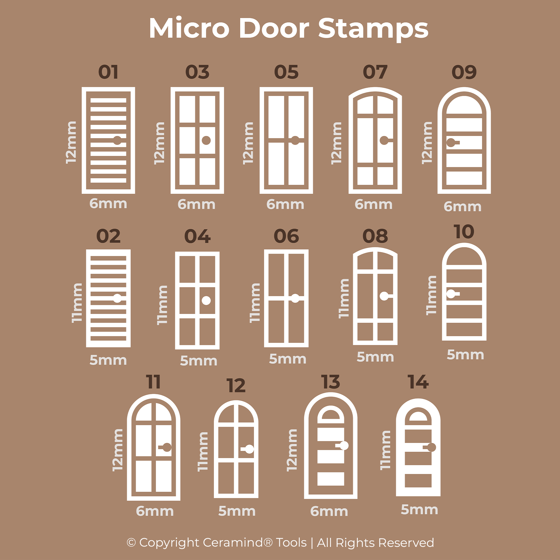 Door Stamp Set of 18 - Ceramind® Tools