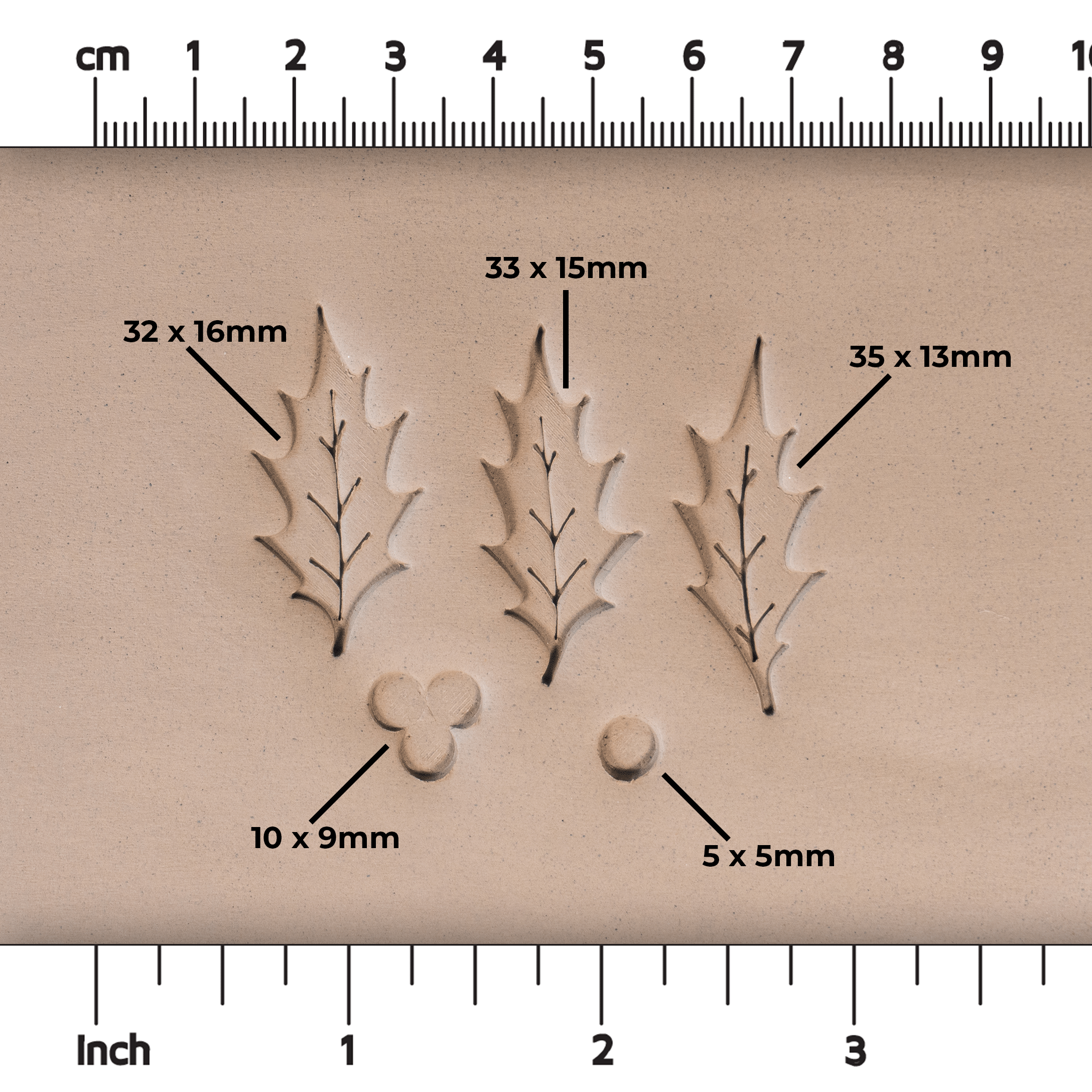 Holly Leaf & Berry Stamps - 3 Sizes - Ceramind® Tools