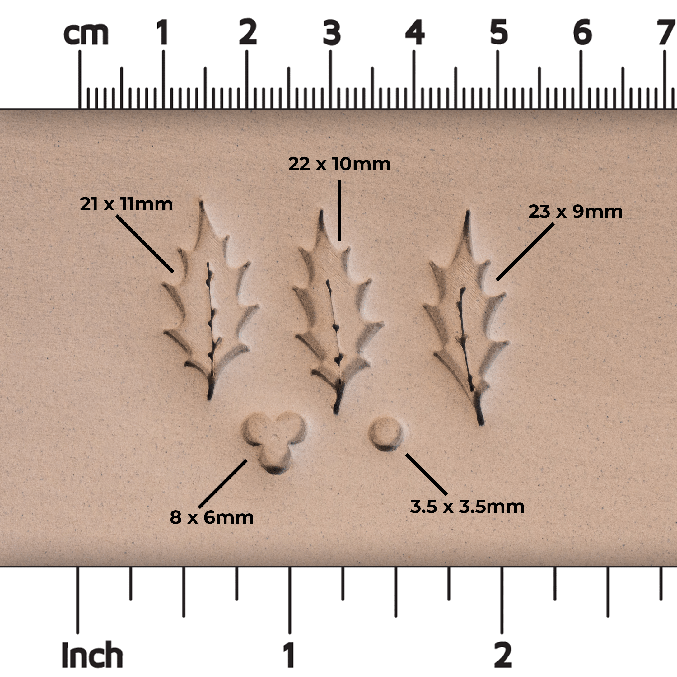 Holly Leaf & Berry Stamps - 3 Sizes - Ceramind® Tools