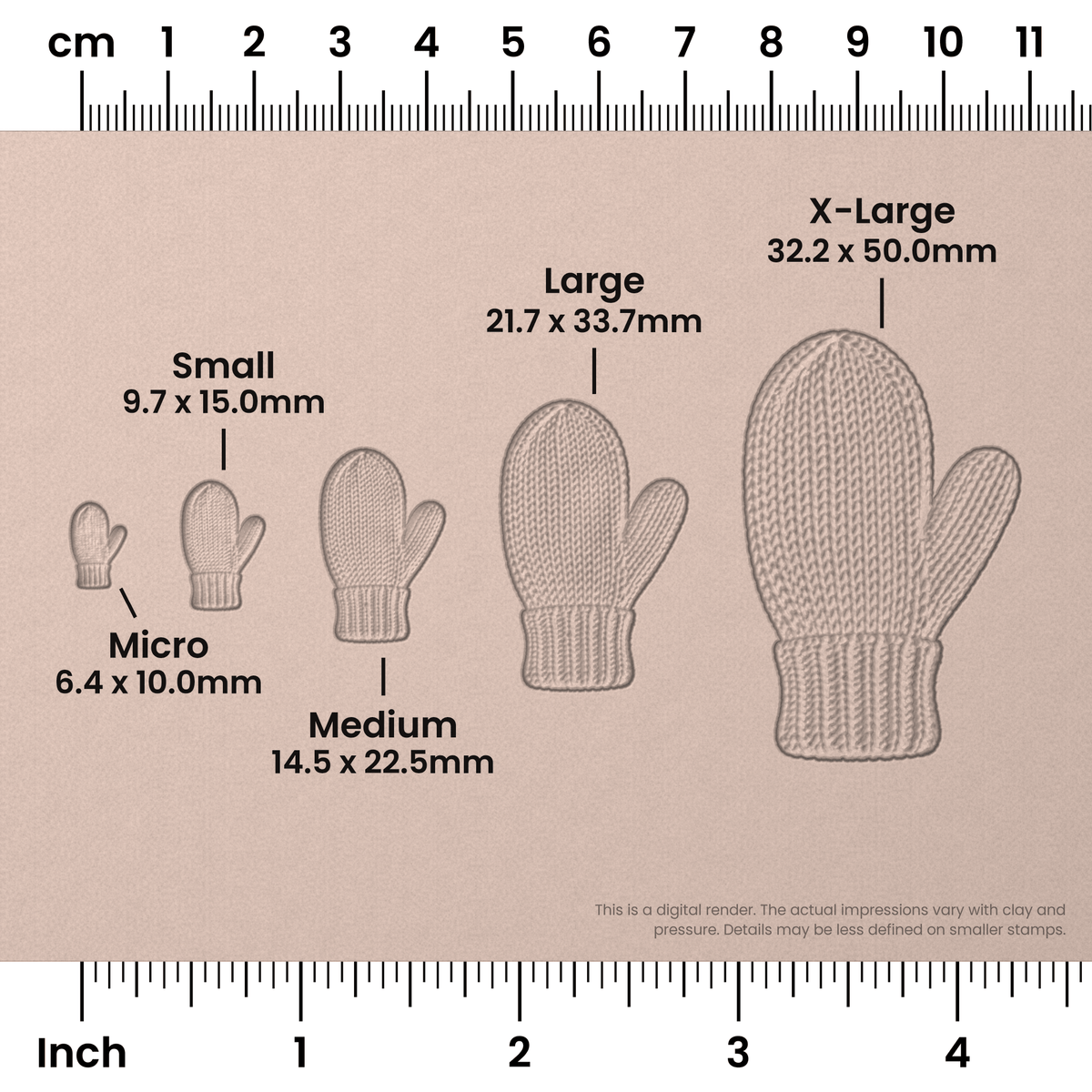 Knitted Mitten Stamps - Photo Textured - Ceramind® Tools