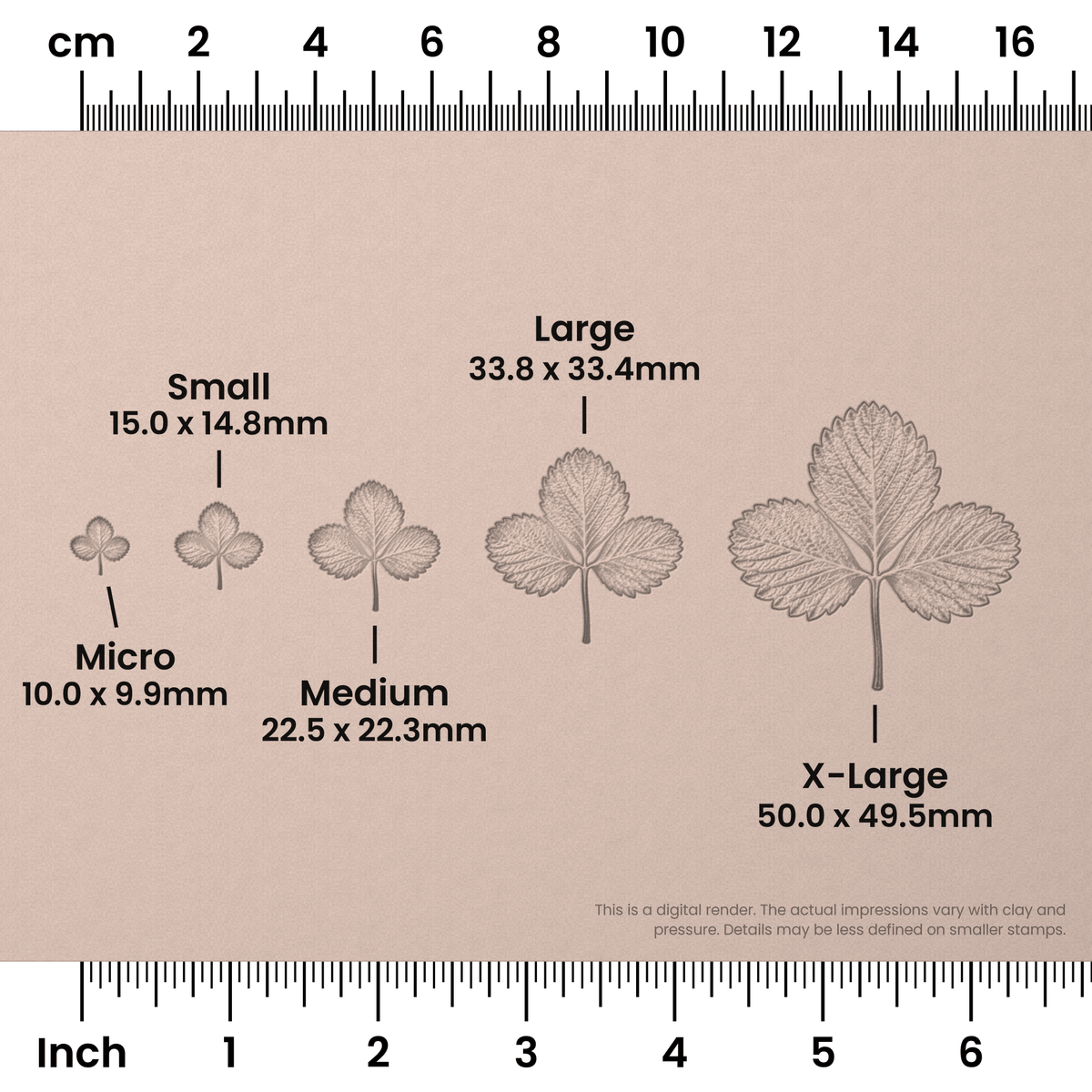 Strawberry Leaf Stamps - Photo Textured - Ceramind® Tools