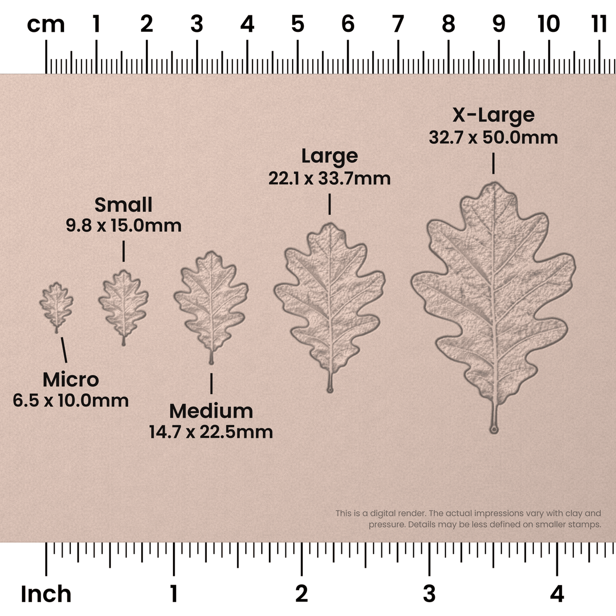 White Oak Leaf Stamps - Photo Textured - Ceramind® Tools