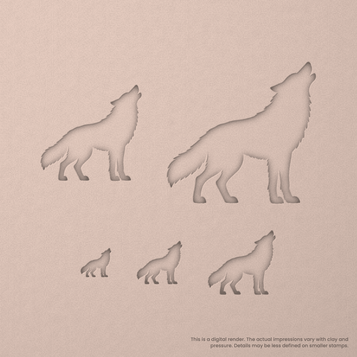 Wolf Howling While Standing Stamps - Ceramind® Tools