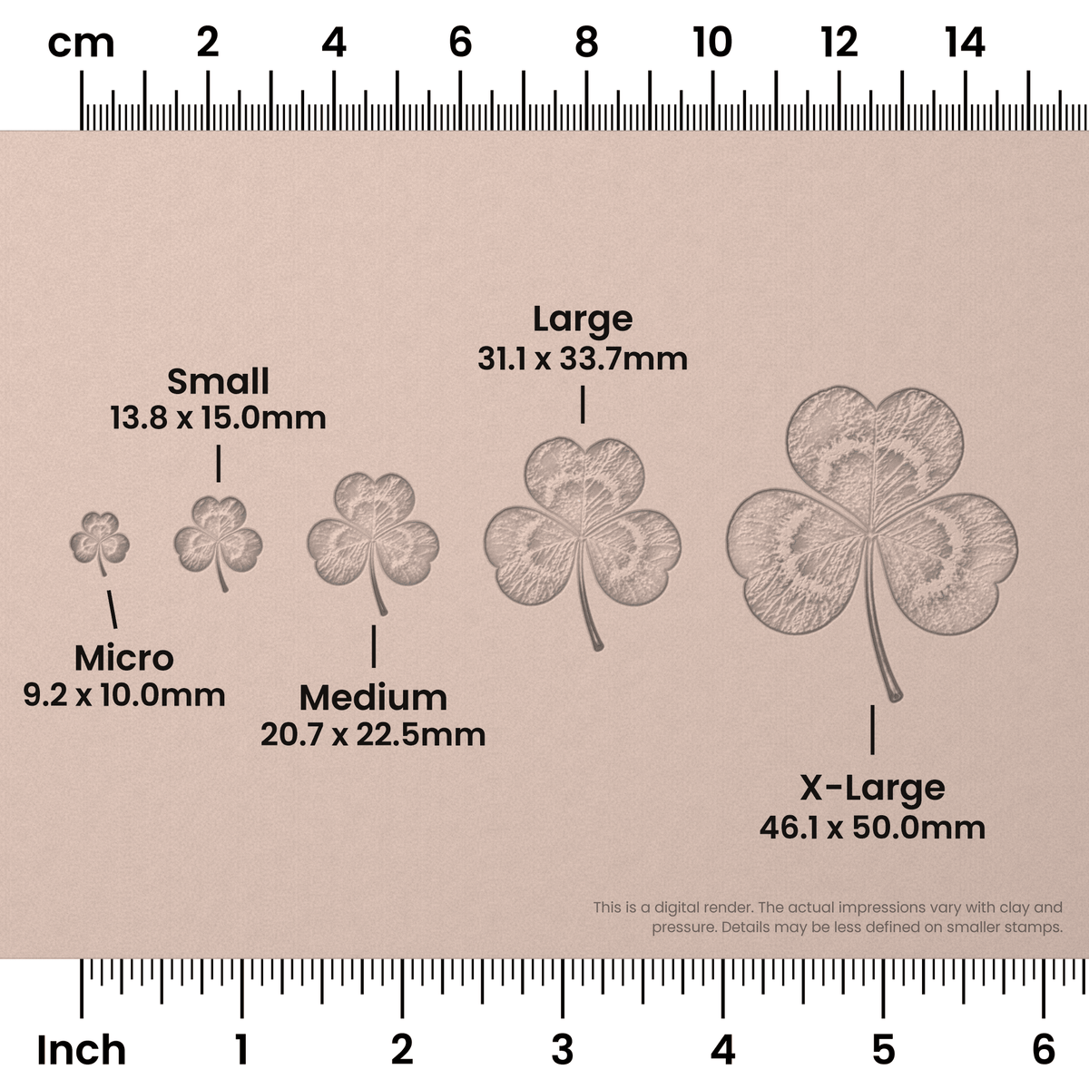 3-Leafed Clover Stamps - Photo Textured - Ceramind® Tools
