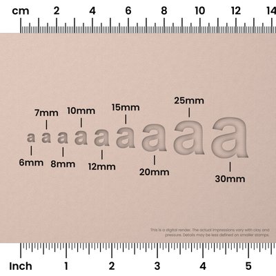 Arial Bold | Lowercase | Alphabet Stamp Sets - Ceramind® Tools
