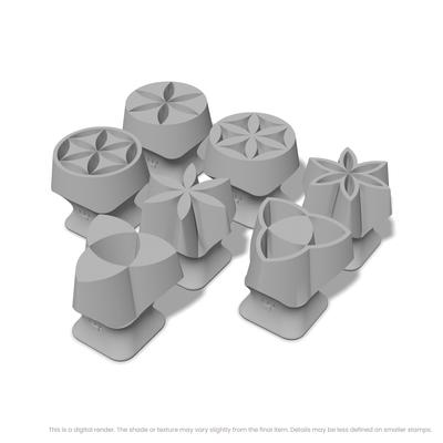 Flower of Life Stamp Set: Trefoil, Star & Circle (2 Petals Wide) - Ceramind® Tools