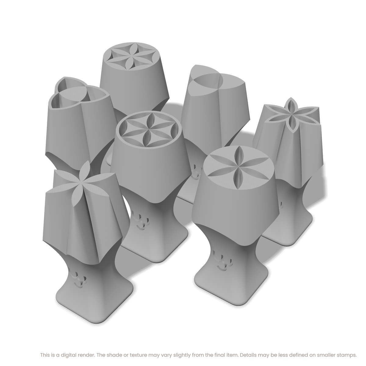 Flower of Life Stamp Set: Trefoil, Star & Circle (2 Petals Wide) - Ceramind® Tools