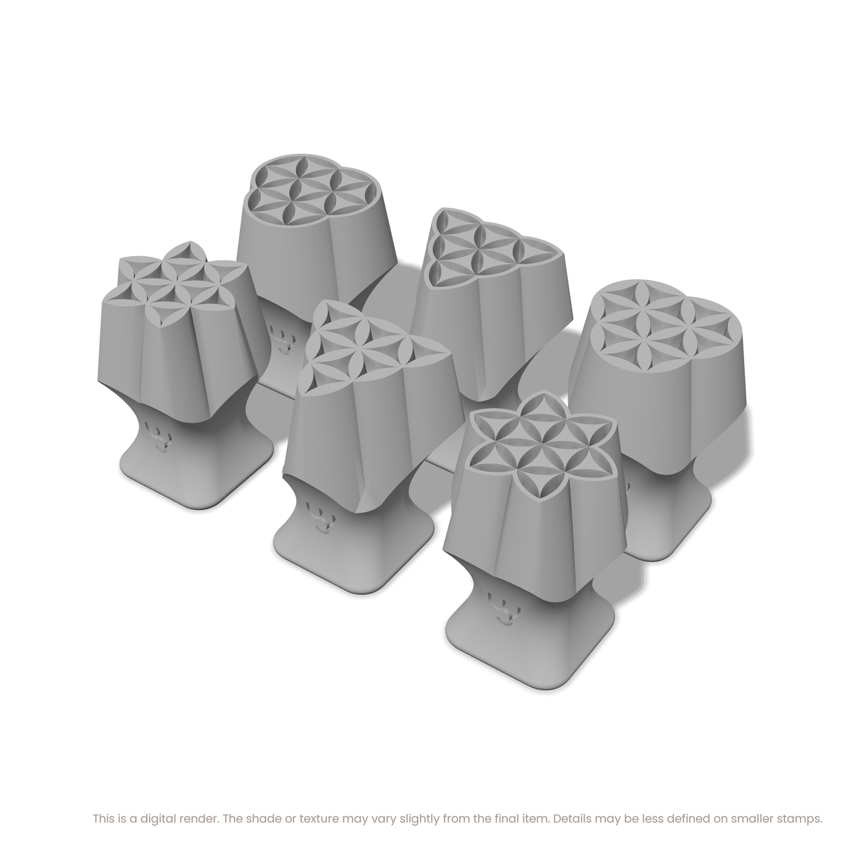 Flower of Life Stamp Set: Trefoil, Star & Triple Circle (3 Petals Wide) - Ceramind® Tools