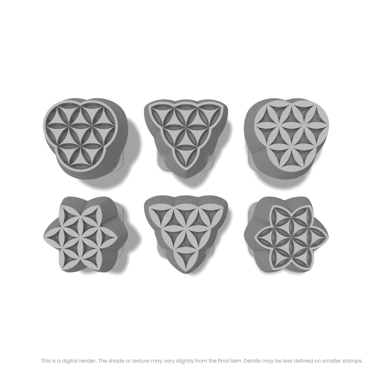 Flower of Life Stamp Set: Trefoil, Star & Triple Circle (3 Petals Wide) - Ceramind® Tools