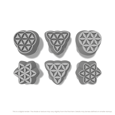 Flower of Life Stamp Set: Trefoil, Star & Triple Circle (3 Petals Wide) - Ceramind® Tools