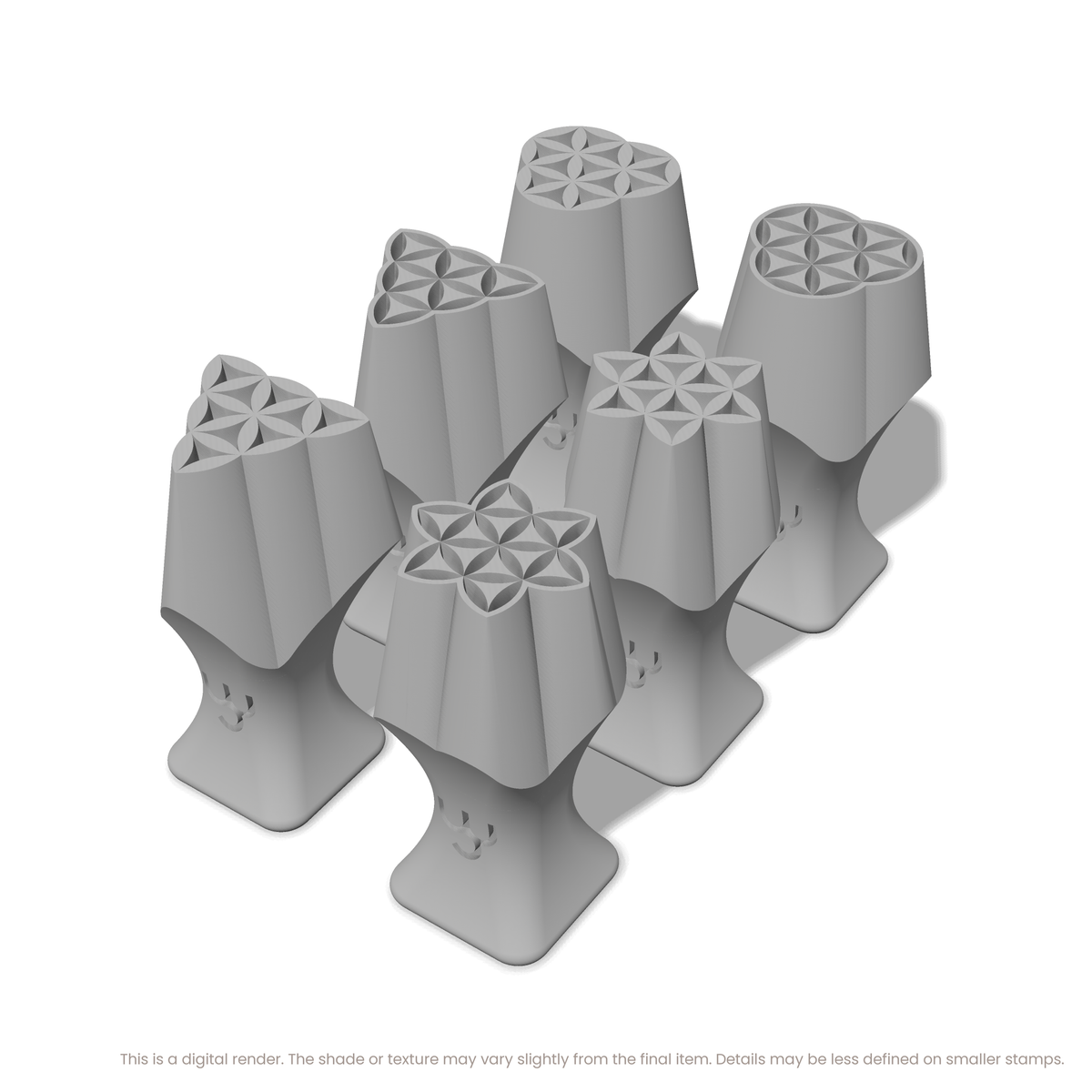 Flower of Life Stamp Set: Trefoil, Star & Triple Circle (3 Petals Wide) - Ceramind® Tools