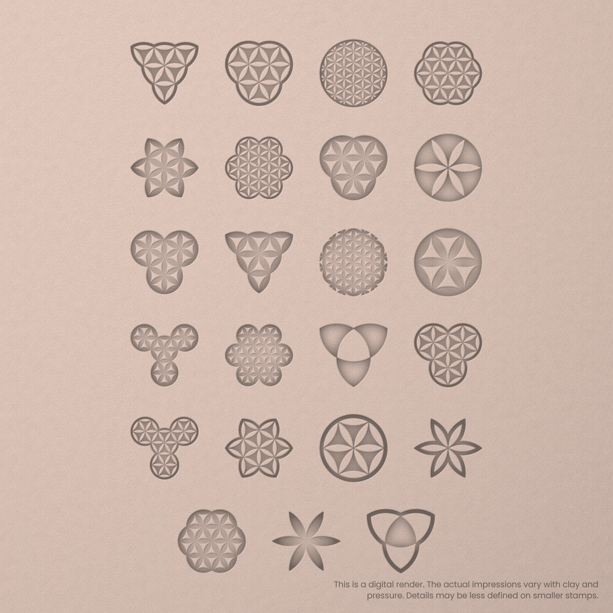 Flower of Life Complete Stamp Set (All 11 Designs) - Ceramind® Tools