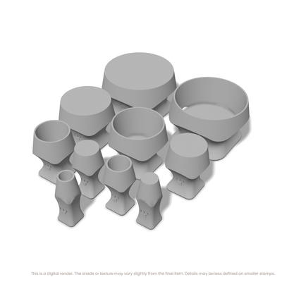Geometric Stamp Set: One Shape, All 5 Sizes - Ceramind® Tools