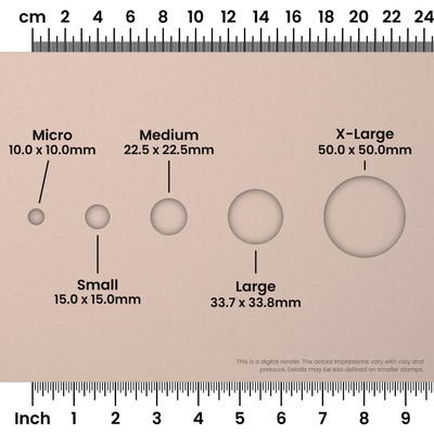 Geometric Stamp Set: One Shape, All 5 Sizes - Circle Size Chart - Ceramind® Tools