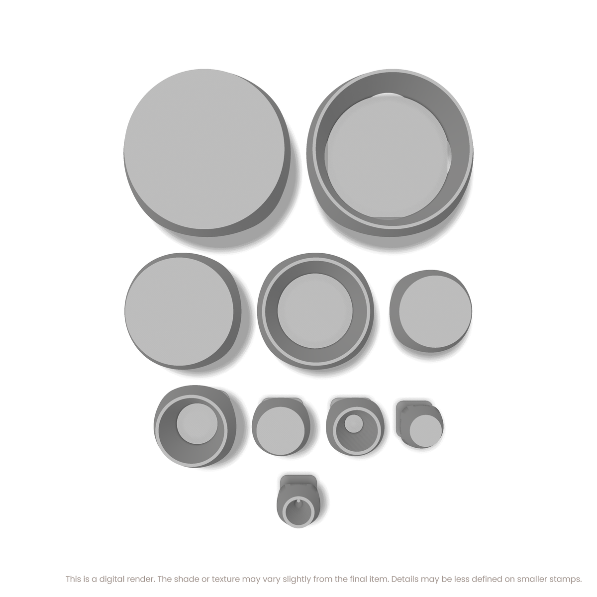 Geometric Stamp Set: One Shape, All 5 Sizes - Ceramind® Tools