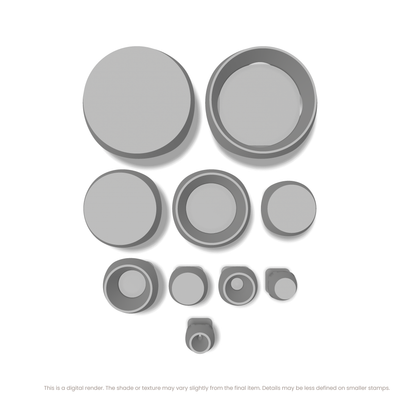 Geometric Stamp Set: One Shape, All 5 Sizes - Ceramind® Tools