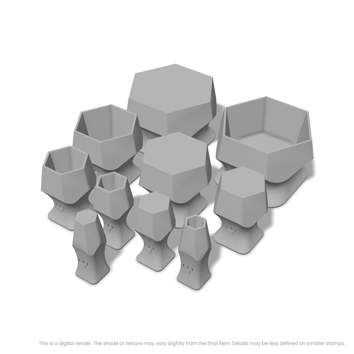 Geometric Stamp Set: One Shape, All 5 Sizes - Ceramind® Tools