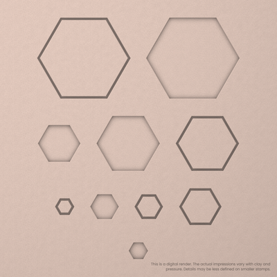 Geometric Stamp Set: One Shape, All 5 Sizes - Ceramind® Tools