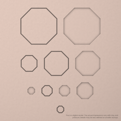 Geometric Stamp Set: One Shape, All 5 Sizes - Ceramind® Tools
