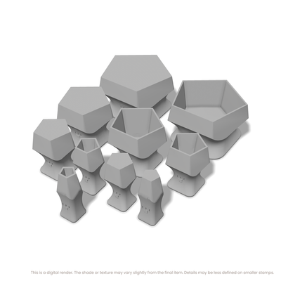 Geometric Stamp Set: One Shape, All 5 Sizes - Ceramind® Tools