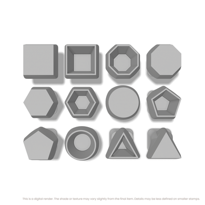 Geometric Stamp Set: All 6 Shapes, One Size - Ceramind® Tools