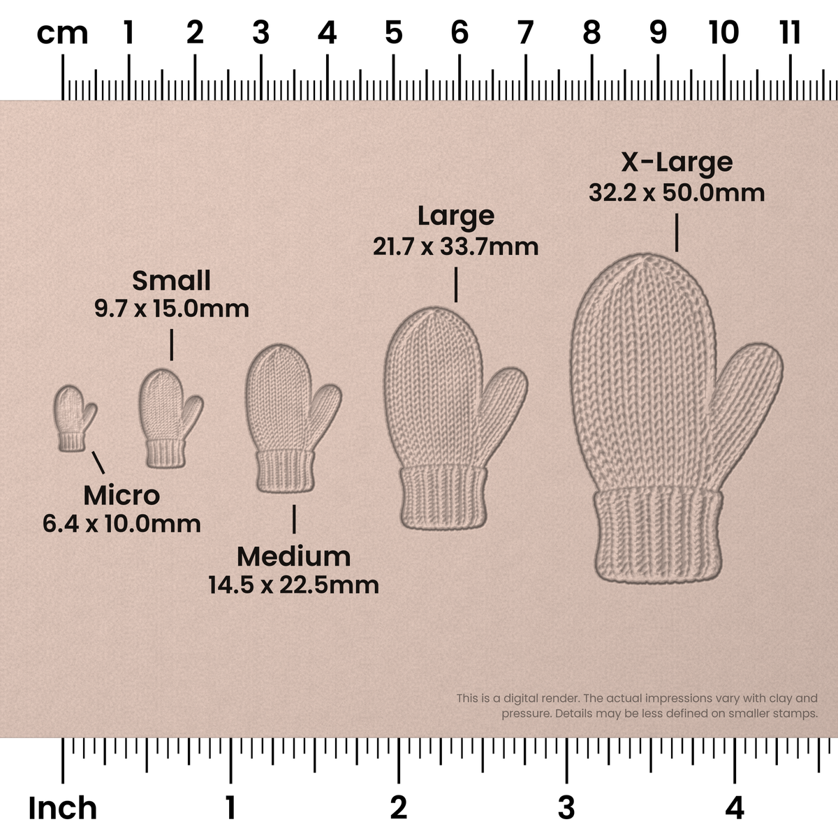 Knitted Mitten Stamps - Photo Textured - Ceramind® Tools