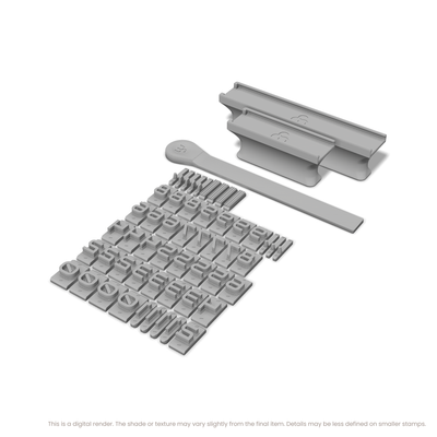Audiowide | Font Rail Stamp Sets | Letters, Numbers, and Symbols - Ceramind® Tools