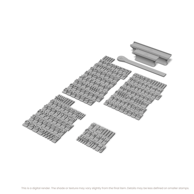Audiowide | Font Rail Stamp Sets | Letters, Numbers, and Symbols - Ceramind® Tools