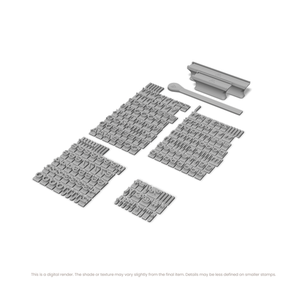 Unbounded | Font Rail Stamp Sets | Letters, Numbers, and Symbols - Ceramind® Tools