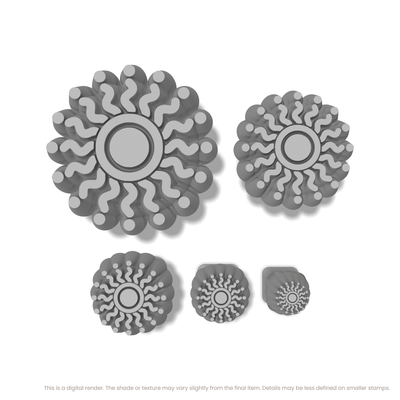 Dotted Wave Sunburst Stamps - Ceramind® Tools