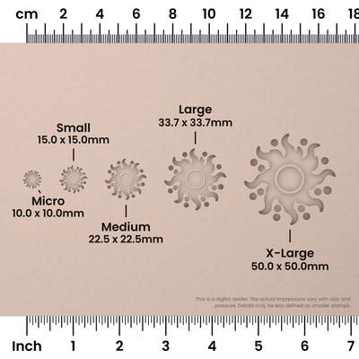 Dotted Flame Sunburst Stamps - Ceramind® Tools
