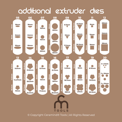 Additional Clay Extruder Dies - Ceramind® Tools