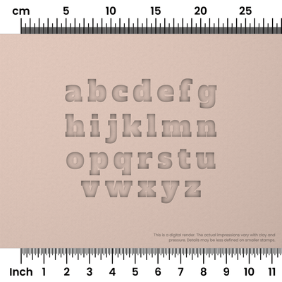 Alfa Slab One | Lowercase | Alphabet Stamp Sets - Ceramind® Tools