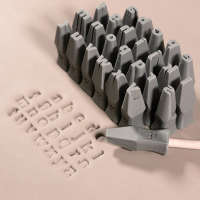 Alphabet Stamp Set | Lowercase | Arial Bold Font | 7mm Width - Ceramind® Tools