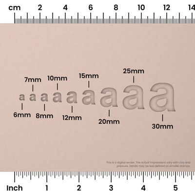 Arial Bold | Lowercase | Alphabet Stamp Sets - Ceramind® Tools