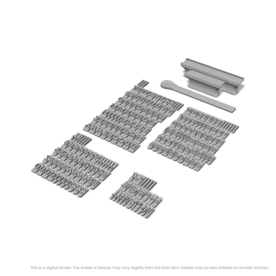 Arvo | Font Rail Stamp Sets | Letters, Numbers, and Symbols - Ceramind® Tools