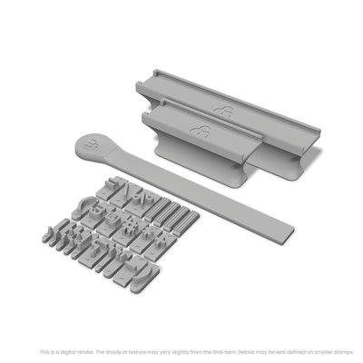 Audiowide | Font Rail Stamp Sets | Letters, Numbers, and Symbols - Ceramind® Tools