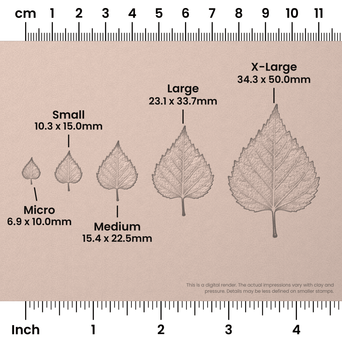 Birch Leaf Stamps - Photo Textured - Ceramind® Tools