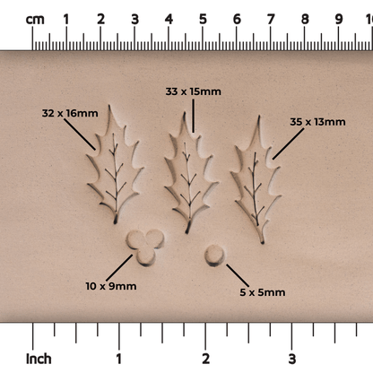 Holly Leaf & Berry Stamps - 3 Sizes - Ceramind® Tools
