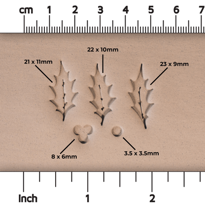 Holly Leaf & Berry Stamps - 3 Sizes - Ceramind® Tools
