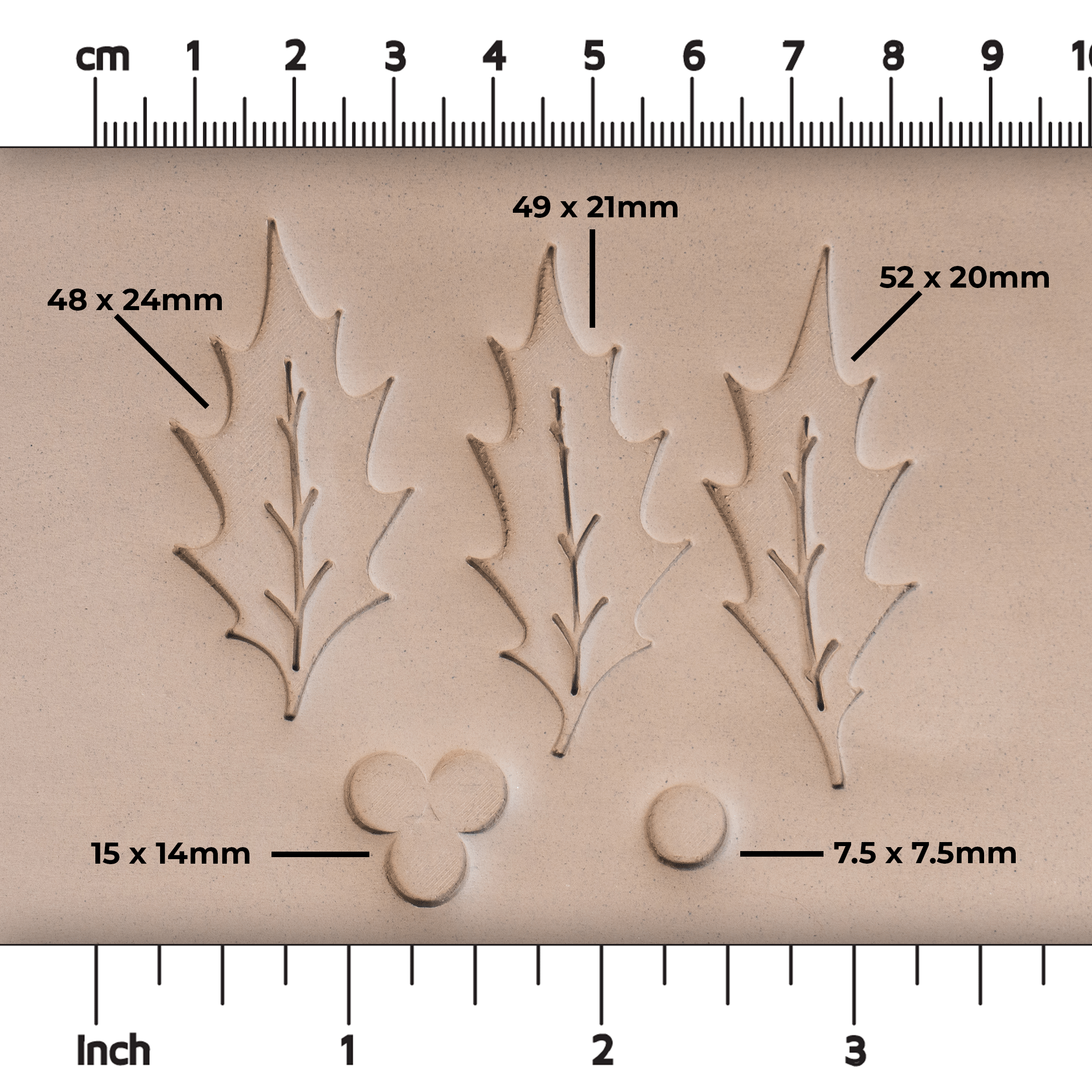 Holly Leaf & Berry Stamps - 3 Sizes - Ceramind® Tools