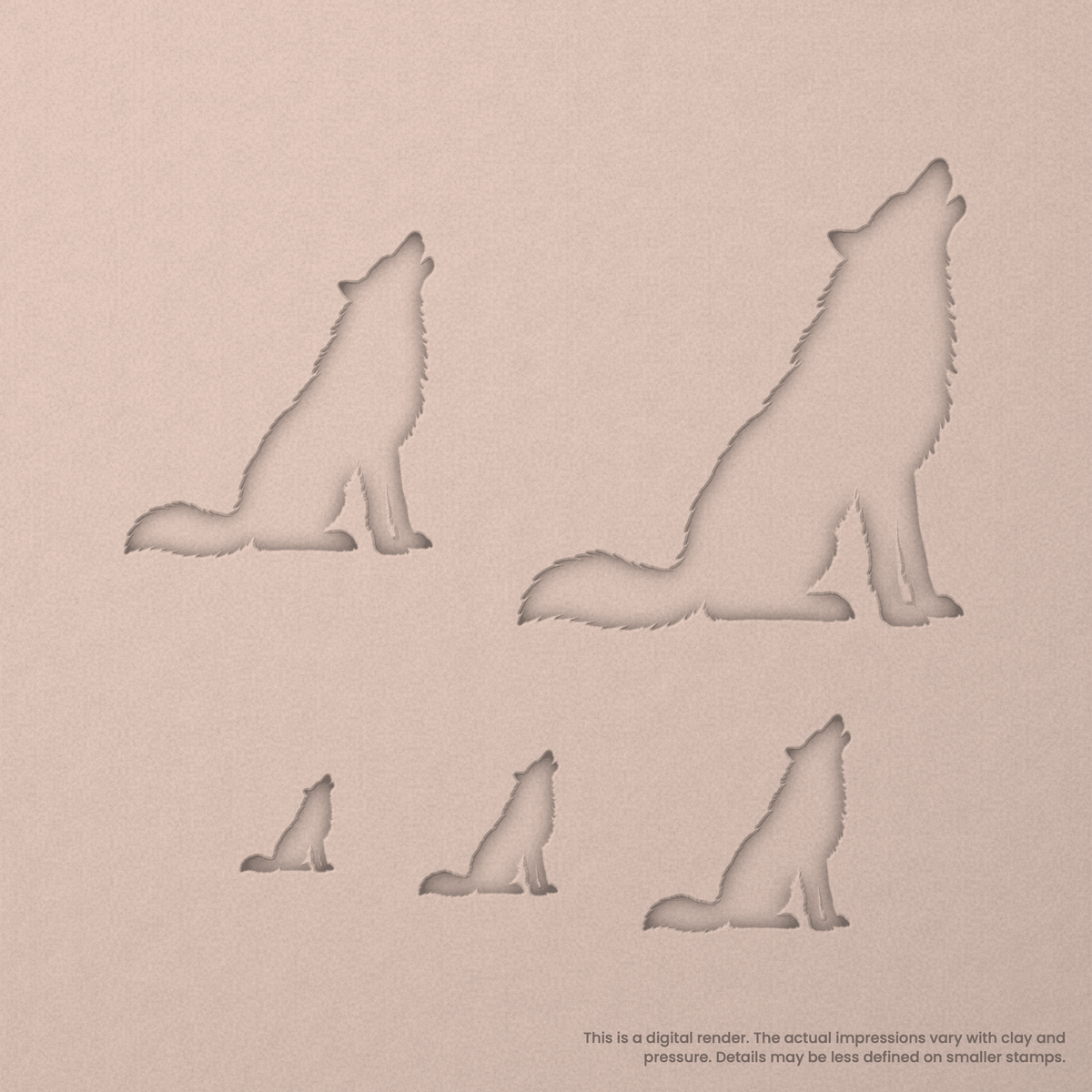 Wolf Howling While Sitting Stamps - Ceramind® Tools