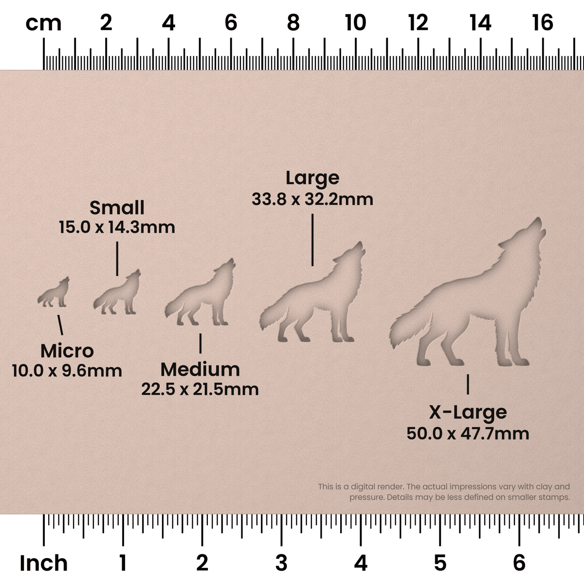 Wolf Howling While Standing Stamps - Ceramind® Tools