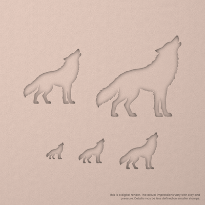 Wolf Howling While Standing Stamps - Ceramind® Tools